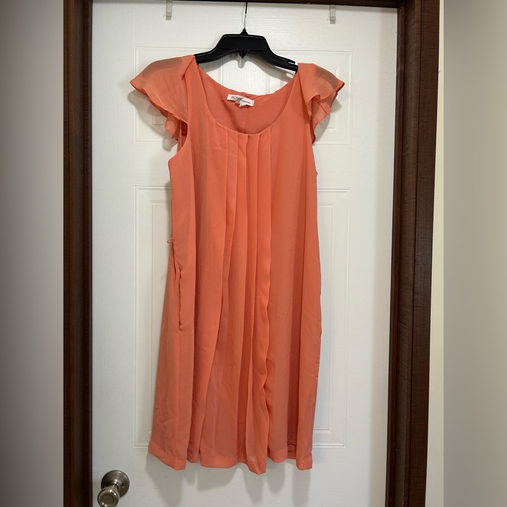 BCBGeneration Peach Dress, with pockets, and loops for a belt!
